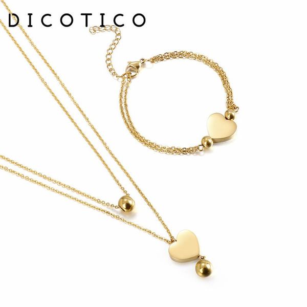 earrings & necklace dicotico fashion heart charm jewelry sets for women stainless steel chain necklaces bracelets wedding choker accessory, Silver
earrings & necklace dicotico fashion heart charm jewelry sets for women stainless steel chain necklaces bracelets wedding choker accessory, Silver