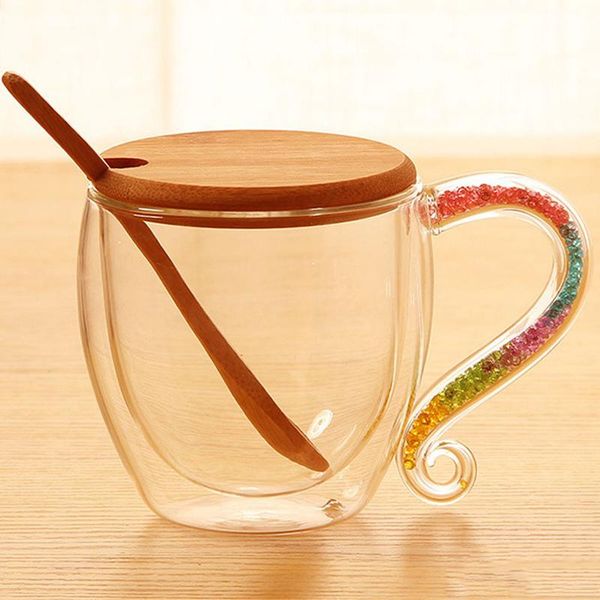 wine glasses double layer glass mug with rainbow rhinestone handle classic coffee cup milk tea cups spoon-lid nice gifts
wine glasses double layer glass mug with rainbow rhinestone handle classic coffee cup milk tea cups spoon-lid nice gifts