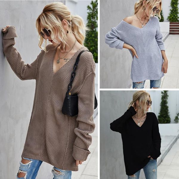 women's sweaters spring autumn women casual loose sweater long sleeve knitted graceful solid color pullover fashion ladies v neck jump, White;black
women's sweaters spring autumn women casual loose sweater long sleeve knitted graceful solid color pullover fashion ladies v neck jump, White;black