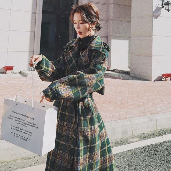 women's wool & blends 2021 women coat outerwear winter clothing fashion warm woolen female x long elegant double breasted plaid, Black
women's wool & blends 2021 women coat outerwear winter clothing fashion warm woolen female x long elegant double breasted plaid, Black