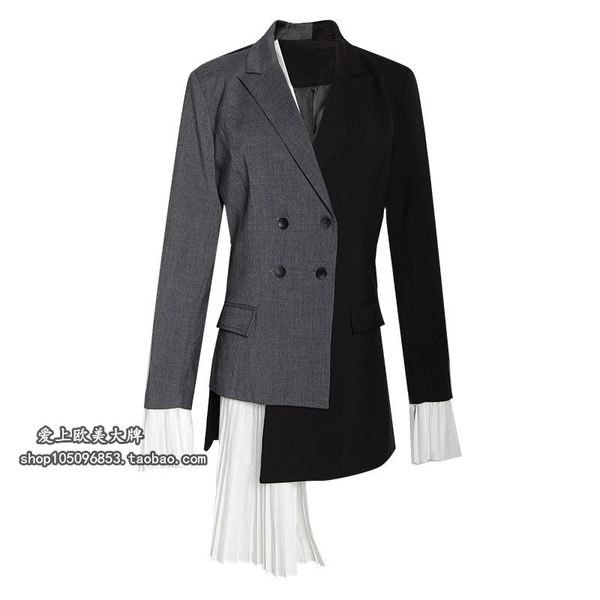 spring elegant women blazers personality patchwork lotus leaf edge thin medium long small suit vintage blazers 210421, White;black
spring elegant women blazers personality patchwork lotus leaf edge thin medium long small suit vintage blazers 210421, White;black