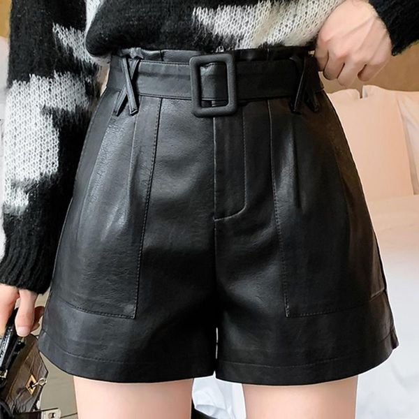 women's shorts fall women chic fashion with belt faux leather autumn winter vitnage high waist zipper pockets female 2021, White;black
women's shorts fall women chic fashion with belt faux leather autumn winter vitnage high waist zipper pockets female 2021, White;black