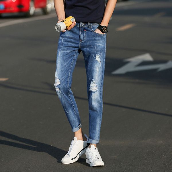 men's jeans scratched summer mens brand casual slim fit denim eembroidery ankle-length pant homme plus size 35r0, Blue
men's jeans scratched summer mens brand casual slim fit denim eembroidery ankle-length pant homme plus size 35r0, Blue