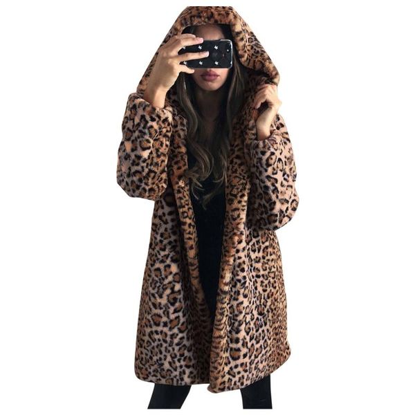 women's fur & faux fashion winter outerwear women leopard print faux-fur long sleeve hooded coat outwear body warmer furry jacket, Black
women's fur & faux fashion winter outerwear women leopard print faux-fur long sleeve hooded coat outwear body warmer furry jacket, Black