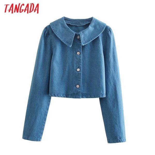 women short style blue denim jacket oversized collar ladies long sleeve coat 6p12 210416, Black;brown
women short style blue denim jacket oversized collar ladies long sleeve coat 6p12 210416, Black;brown