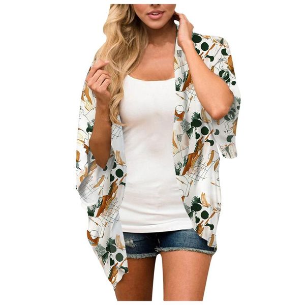 women's blouses & shirts print puff sleeve cardigan loose cover up kimono beach blouse sunscreen woman, White
women's blouses & shirts print puff sleeve cardigan loose cover up kimono beach blouse sunscreen woman, White
