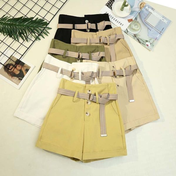 casual single-breasted cuffed shorts female summer korean high waist students all-match casual wide-leg with belt 210420, White;black
casual single-breasted cuffed shorts female summer korean high waist students all-match casual wide-leg with belt 210420, White;black