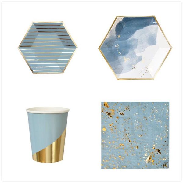 disposable dinnerware 1set blue series striped tableware diy gilding paper plates 
disposable dinnerware 1set blue series striped tableware diy gilding paper plates