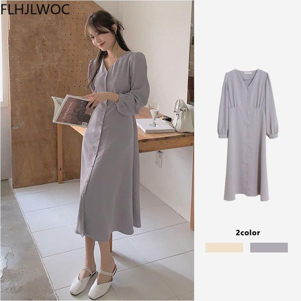 casual dresses 2021 spring autumn temperament vestidos korean chic women long sleeve solid color single breasted button shirt dress, Black;gray
casual dresses 2021 spring autumn temperament vestidos korean chic women long sleeve solid color single breasted button shirt dress, Black;gray