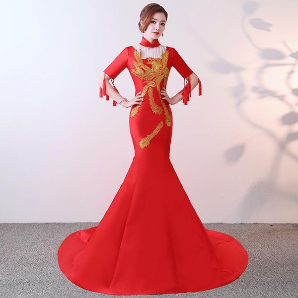 casual dresses red party evening long cheongsam retro slim dress marriage gown chinese style wedding qipao fashion lady clothes vestido, Black;gray
casual dresses red party evening long cheongsam retro slim dress marriage gown chinese style wedding qipao fashion lady clothes vestido, Black;gray