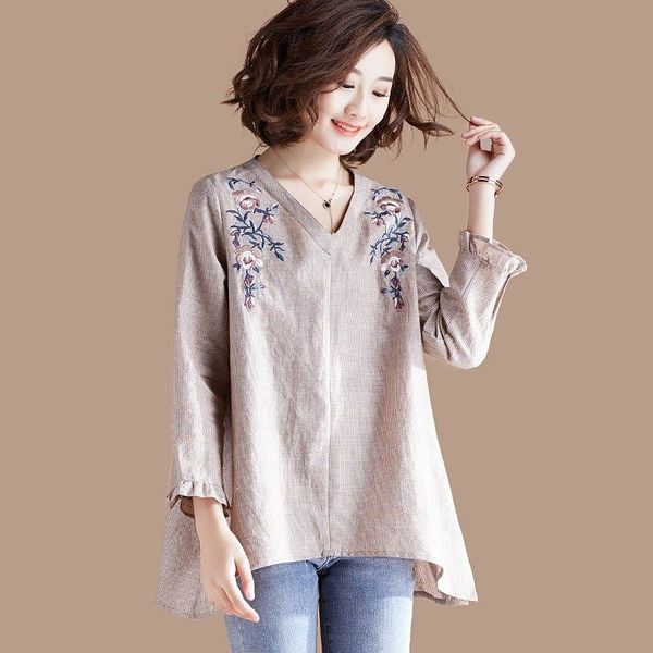 plus size women cotton casual blouses shirts new fashion korean style v-neck floral embroidery female shirts p295 210412, White
plus size women cotton casual blouses shirts new fashion korean style v-neck floral embroidery female shirts p295 210412, White