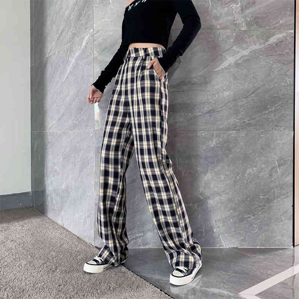 capris loose straight leg plaid women's trousers, informal tight high waist mop pants, hong kong style, 2021, Black;white
capris loose straight leg plaid women's trousers, informal tight high waist mop pants, hong kong style, 2021, Black;white