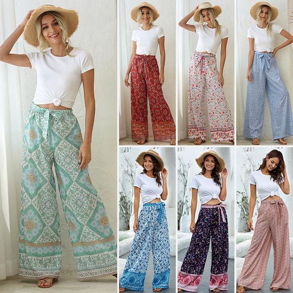 women's pants & capris vintage women floral print wide leg bohemian ladies sashes loose rayon boho long, Black;white
women's pants & capris vintage women floral print wide leg bohemian ladies sashes loose rayon boho long, Black;white
