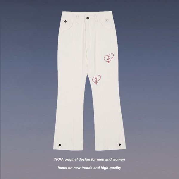 tkpa high street style love embroidery wide leg jeans hip hop personality men's and women's micro trumpet pants fashion, White;black
tkpa high street style love embroidery wide leg jeans hip hop personality men's and women's micro trumpet pants fashion, White;black