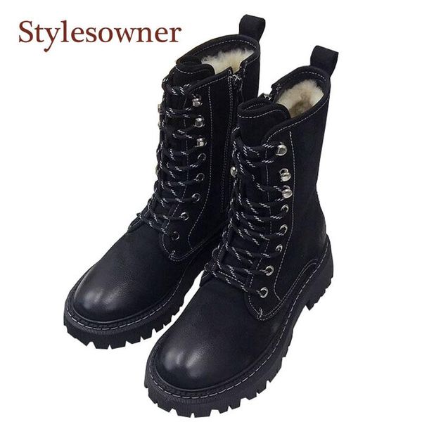boots winter lace-up wool women short flat british style plus velvet designer brand botas de invierno para mujer, Black
boots winter lace-up wool women short flat british style plus velvet designer brand botas de invierno para mujer, Black