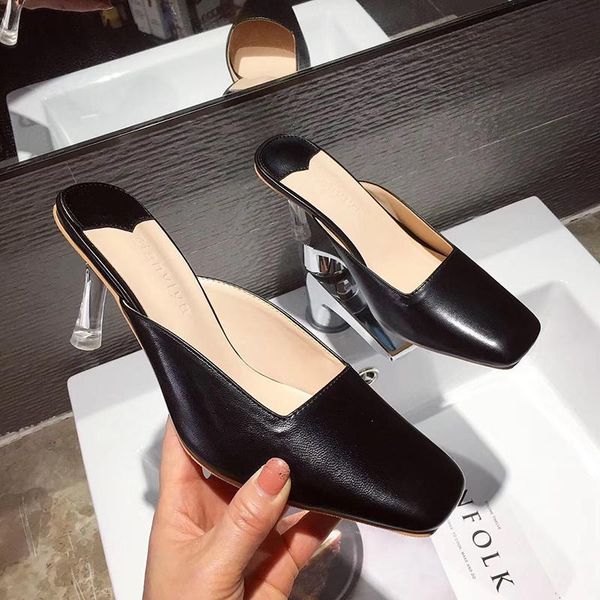 slippers women summer sandals mules shoes woman 2021 high heels slip on square toe fashion transparent outdoor, Black
slippers women summer sandals mules shoes woman 2021 high heels slip on square toe fashion transparent outdoor, Black