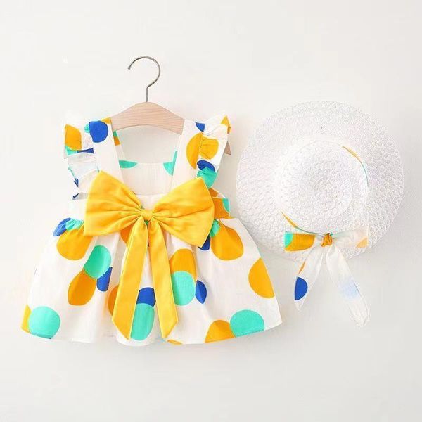 girl's dresses summer toddler infant baby kids girls sleeveless bowknot polka dot printed ruffles beach party princess dress + hat clot, Red;yellow
girl's dresses summer toddler infant baby kids girls sleeveless bowknot polka dot printed ruffles beach party princess dress + hat clot, Red;yellow
