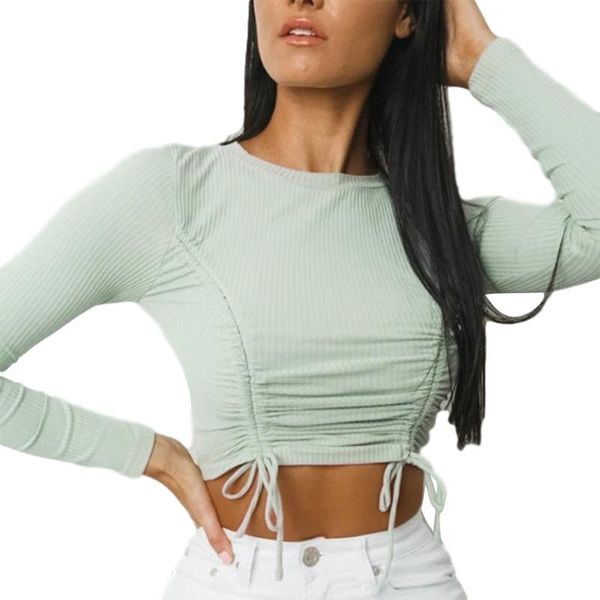 women's rib knit crop long sleeve ruched self tie front drawstring slim fit tee shirt tanks fashion summer cami t-shirt, White
women's rib knit crop long sleeve ruched self tie front drawstring slim fit tee shirt tanks fashion summer cami t-shirt, White