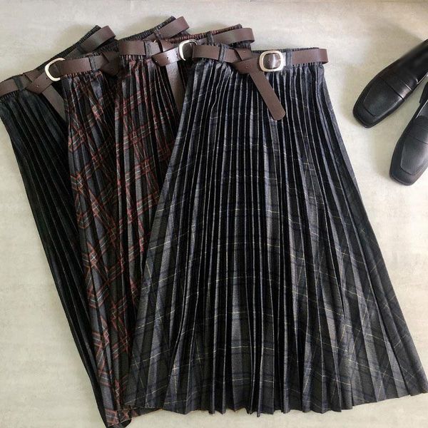 pleated plaid a-line women's midi skirt belt woolen high waist female skirts 2021 autumn winter vintage casualldd20211102, Black
pleated plaid a-line women's midi skirt belt woolen high waist female skirts 2021 autumn winter vintage casualldd20211102, Black