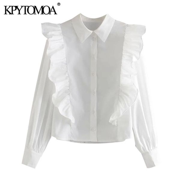 women fashion with ruffle trim blouses long sleeve button-up female shirts blusas chic 210420, White
women fashion with ruffle trim blouses long sleeve button-up female shirts blusas chic 210420, White