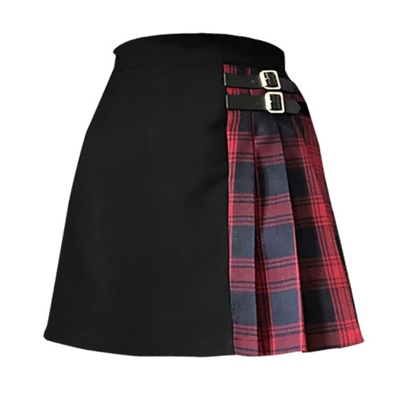 women summer all match elegant spliced casual sashes plaid buckle pleated mini skirt fashion patry 16w971 210510, Black
women summer all match elegant spliced casual sashes plaid buckle pleated mini skirt fashion patry 16w971 210510, Black