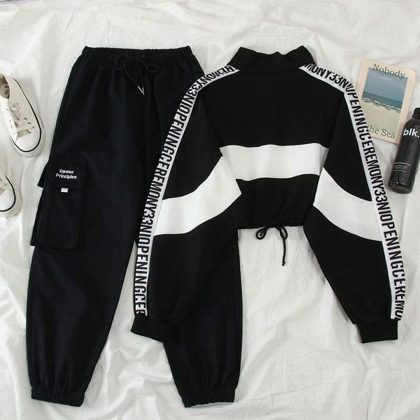autumn high waist streetwear women pants cargo harajuku loose joggers 2 piece suit harem camo, Black;white
autumn high waist streetwear women pants cargo harajuku loose joggers 2 piece suit harem camo, Black;white