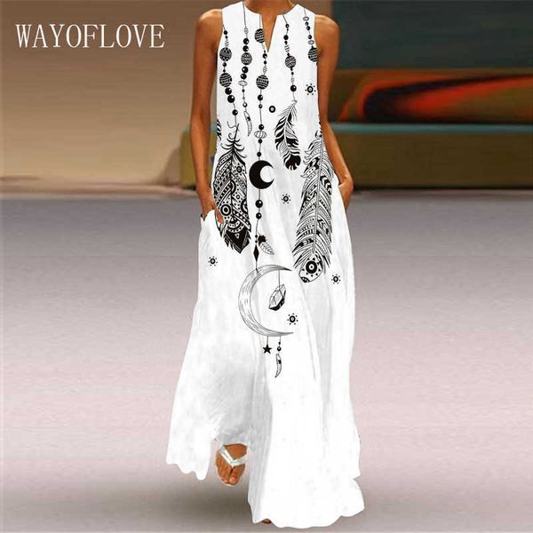 wayoflove feather necklace print dress casual plus size sleeveless dresses summer woman elegant girl beach maxi dress women 210602, Black;gray
wayoflove feather necklace print dress casual plus size sleeveless dresses summer woman elegant girl beach maxi dress women 210602, Black;gray