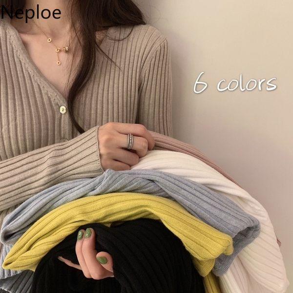 neploe knitted sweaters women korean v neck single breasted long sleeve cardigans fashion casual slim fit ladies 1d323 210423, White;black
neploe knitted sweaters women korean v neck single breasted long sleeve cardigans fashion casual slim fit ladies 1d323 210423, White;black