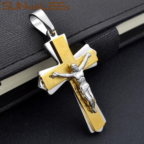 pendant necklaces sunnerlees 316l stainless steel jesus christ cross necklace byzantine link chain men boys gift sp221, Silver
pendant necklaces sunnerlees 316l stainless steel jesus christ cross necklace byzantine link chain men boys gift sp221, Silver