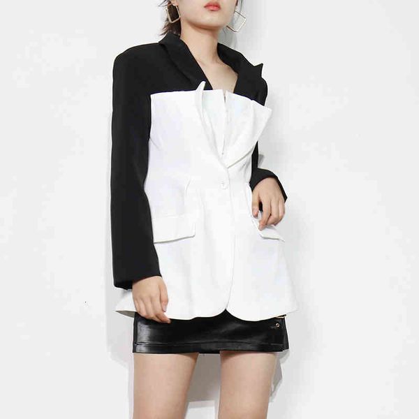 women's suits & blazers chicever temperament patchwork hit color blazer for women notched long sleeve tunic casual female fashion cloth, White;black
women's suits & blazers chicever temperament patchwork hit color blazer for women notched long sleeve tunic casual female fashion cloth, White;black