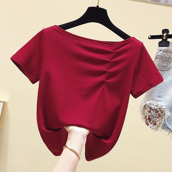 women's t-shirt women clothes slim tee shirt femme 2021 t summer short sleeve tshirt cotton korean style fold, White
women's t-shirt women clothes slim tee shirt femme 2021 t summer short sleeve tshirt cotton korean style fold, White