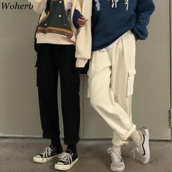 women's pants & capris woherb vintage women loose straight cargo ankle length fashion japanese harajuku trousers, Black;white
women's pants & capris woherb vintage women loose straight cargo ankle length fashion japanese harajuku trousers, Black;white