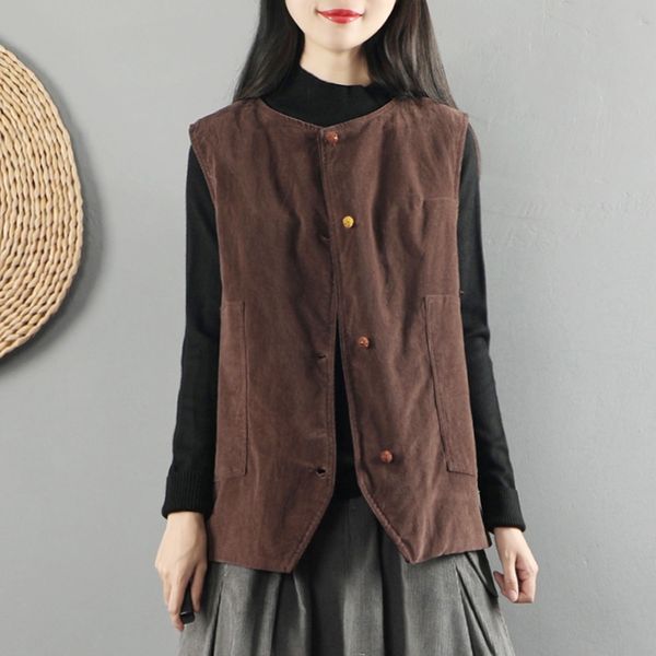 women corduroy vests vintage coats 2021 autumn new plate buttons sleeveless pockets solid color warm casual women vests 11860, Red
women corduroy vests vintage coats 2021 autumn new plate buttons sleeveless pockets solid color warm casual women vests 11860, Red
