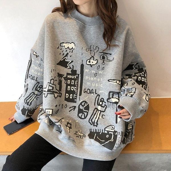 women's hoodies & sweatshirts printed long-sleeved sweatshirt harajuku women clothes autumn 2021 korean fashion retro casual loose o-ne, Black
women's hoodies & sweatshirts printed long-sleeved sweatshirt harajuku women clothes autumn 2021 korean fashion retro casual loose o-ne, Black