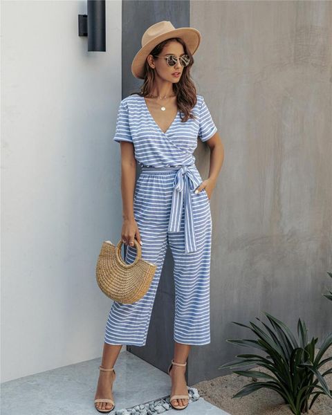 women's jumpsuits & rompers striped womens jumpsuit summer one piece women clothes casual blue ladies wide leg outfit belt 2021 fashion, Black;white
women's jumpsuits & rompers striped womens jumpsuit summer one piece women clothes casual blue ladies wide leg outfit belt 2021 fashion, Black;white