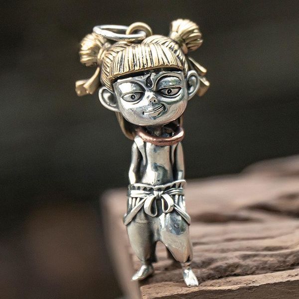 chains retro nezha pendant men's trend personality simple necklace wild men and women jewelry accessories, Silver
chains retro nezha pendant men's trend personality simple necklace wild men and women jewelry accessories, Silver