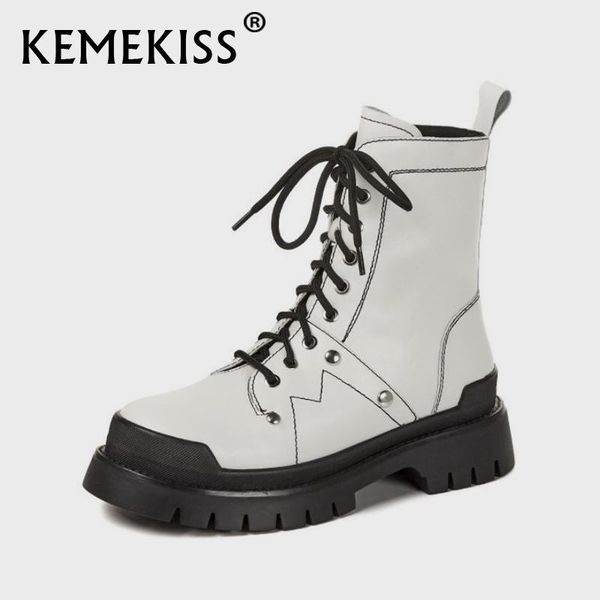 boots kemekiss women real leather ankle round toe thick bottom cross strap rivets punk style ladies footwear size 34-39, Black
boots kemekiss women real leather ankle round toe thick bottom cross strap rivets punk style ladies footwear size 34-39, Black