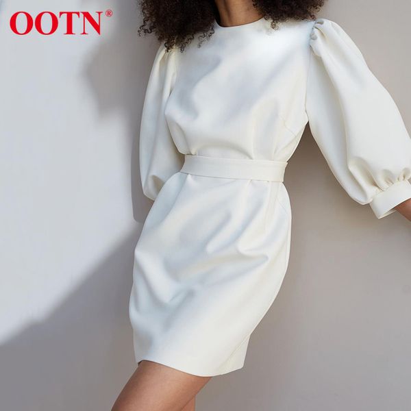 ootn casual summer dresses lantern sleeve belt plain elegant short pencil dress o-neck office ladies white dress spring 210413, Black;gray
ootn casual summer dresses lantern sleeve belt plain elegant short pencil dress o-neck office ladies white dress spring 210413, Black;gray