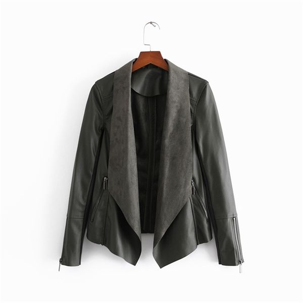 women's jackets coats j0013-wind spring and autumn no button cuffs zipper leather 3dh5, Black;brown
women's jackets coats j0013-wind spring and autumn no button cuffs zipper leather 3dh5, Black;brown
