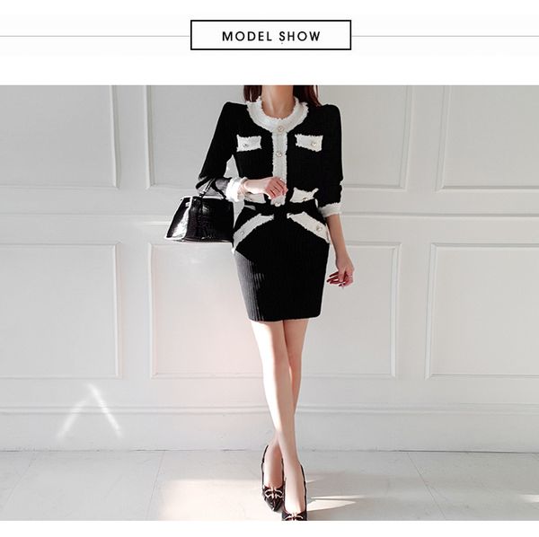 2021 black fashion single breasted office work sweater two piece set women knitting hit color cardigans + bodycon mini skirt suit, White
2021 black fashion single breasted office work sweater two piece set women knitting hit color cardigans + bodycon mini skirt suit, White