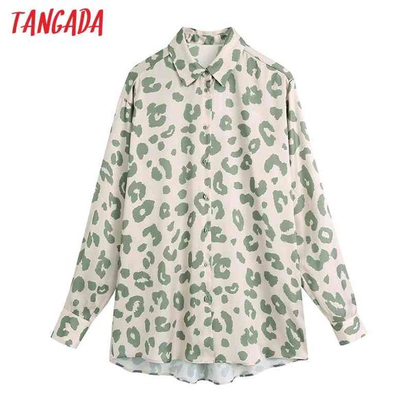 spring women oversized green leopard print blouse long sleeve chic female casual shirt blusas femininas be249 210416, White 
spring women oversized green leopard print blouse long sleeve chic female casual shirt blusas femininas be249 210416, White