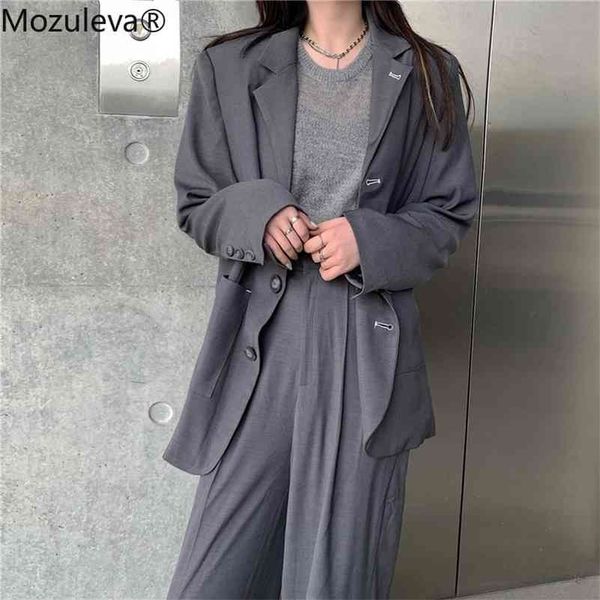 office wear suit vintage gray 2 pieces women loose notched jacket & straight pant female blazer set 210416, White
office wear suit vintage gray 2 pieces women loose notched jacket & straight pant female blazer set 210416, White