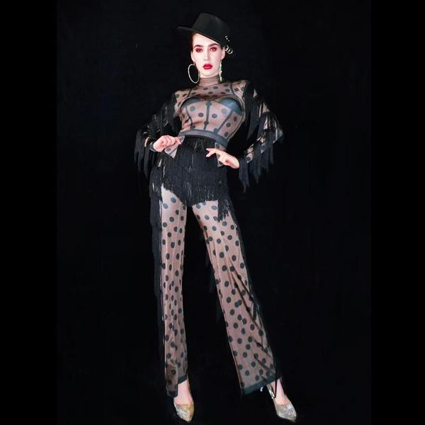 women's jumpsuits & rompers vintage dot pattern tassel jumpsuit women nightclub party celebration dj singer stage costumes jazz dancer, Black;white
women's jumpsuits & rompers vintage dot pattern tassel jumpsuit women nightclub party celebration dj singer stage costumes jazz dancer, Black;white