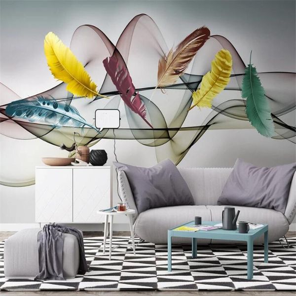 wallpapers custom 3d wallpaper mural light luxury hand-painted color feather abstract smoke line background wall decoration
wallpapers custom 3d wallpaper mural light luxury hand-painted color feather abstract smoke line background wall decoration