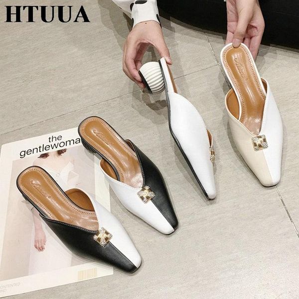 slippers htuua color matching leather mules women low heels slides slip on loafers outdoor ladies shoes sx3761, Black
slippers htuua color matching leather mules women low heels slides slip on loafers outdoor ladies shoes sx3761, Black