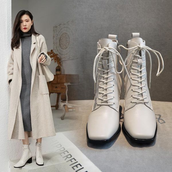 boots 2021 winter square toe lace-up zipper for easy putting on and taking off simple korean style high-heeled cowhide short, Black
boots 2021 winter square toe lace-up zipper for easy putting on and taking off simple korean style high-heeled cowhide short, Black