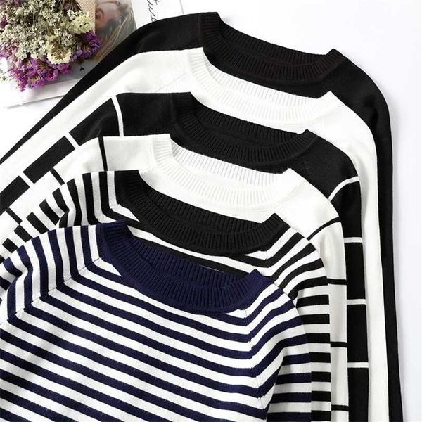 autumn winter striped knitted pullovers sweaters long sleeve korean loose sweater soft warm jumper pull femme 211018, White;black
autumn winter striped knitted pullovers sweaters long sleeve korean loose sweater soft warm jumper pull femme 211018, White;black