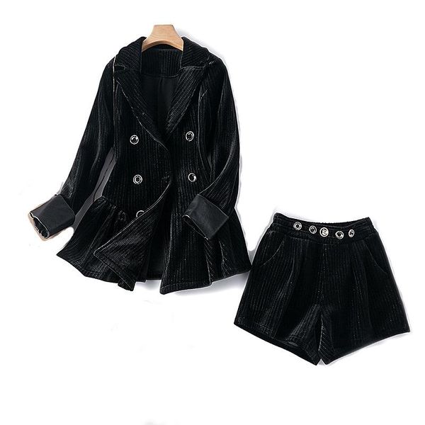 women blazer two piece sets long sleeve coat straight leg short pants ladies formal suit set women's, White
women blazer two piece sets long sleeve coat straight leg short pants ladies formal suit set women's, White