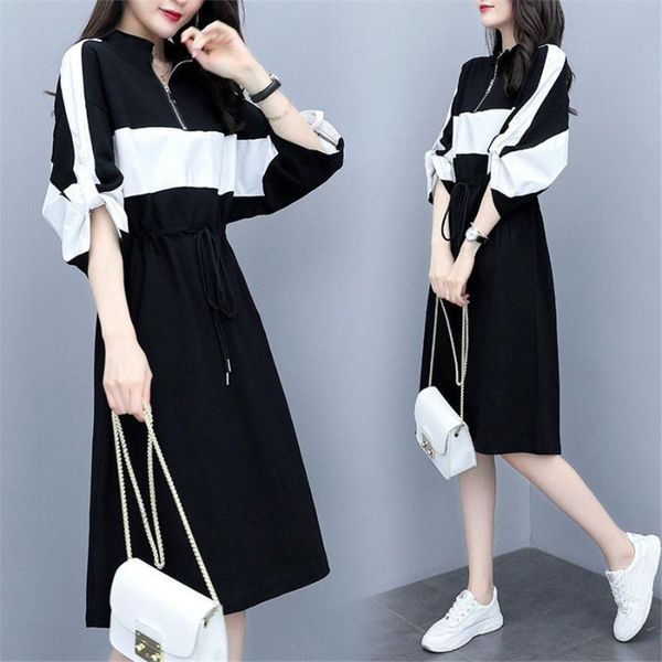 casual dresses fashion women's dress long sleeve vestido elegante spring loose large white black slim, Black;gray
casual dresses fashion women's dress long sleeve vestido elegante spring loose large white black slim, Black;gray