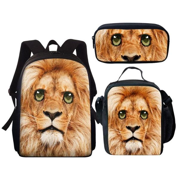 3pcs/set kids backpack cool lion 3d print student shoulder bags set children school for teenage girls boys book bag mochila
3pcs/set kids backpack cool lion 3d print student shoulder bags set children school for teenage girls boys book bag mochila